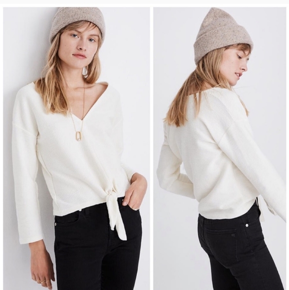 NWT Madewell Tie Front Ribbed Plus Size Top - Picture 2 of 6